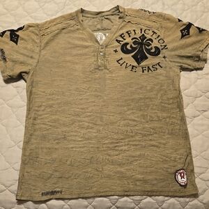 Affliction Men's Army Green Graphic Tee